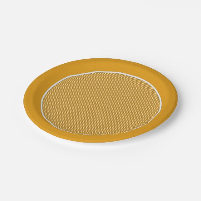 Gingham-Mustard Yellow-Paper Plates (Angled)
