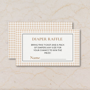 Gingham Neutral Diaper Raffle Tickets Baby Shower Enclosure Card