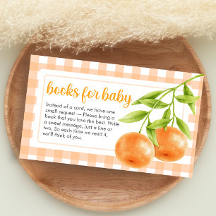 Gingham Orange Baby Shower Books for Baby Enclosure Card