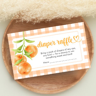Gingham Orange Baby Shower Diaper Raffle Enclosure Card