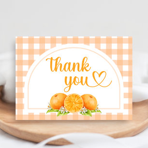 Gingham Orange Baby Shower Thank You Card