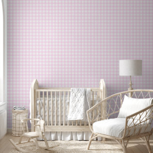 Gingham Pastel Pink White Wallpaper