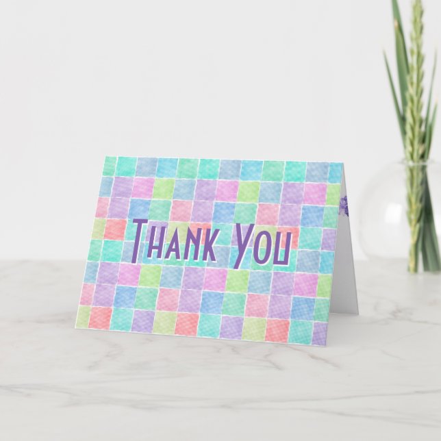 Gingham Patchwork Thank You Card (Front)