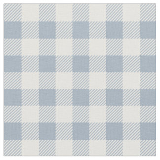 Gingham Pattern Coastal Chequered White Muted Blue Fabric