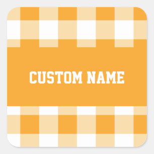 Gingham Pattern Custom Name  Square Sticker