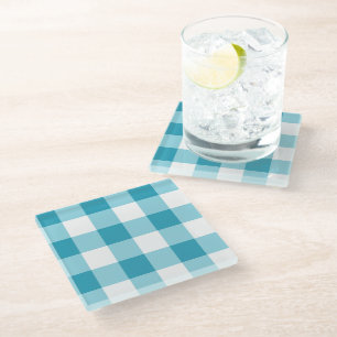 Gingham Pattern  Glass Coaster