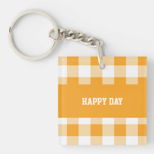 Gingham Pattern Happy Day  Key Ring
