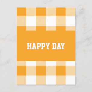 Gingham Pattern Happy Day  Postcard
