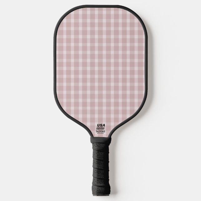 Gingham Pattern In Ballerina Preppy Pink Colours Pickleball Paddle (Front)