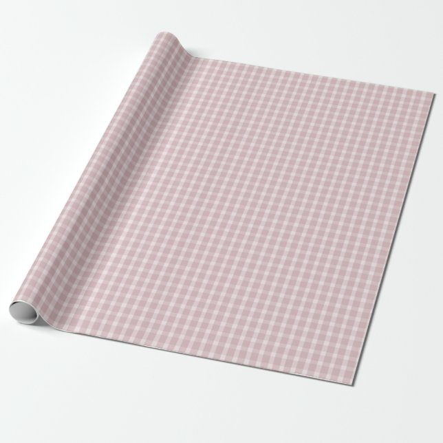 Gingham Pattern In Ballerina Preppy Pink Colours Wrapping Paper (Unrolled)