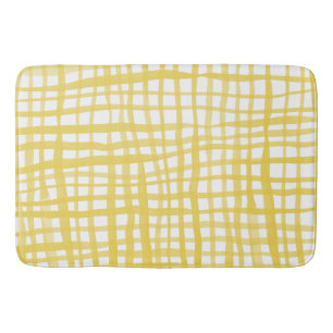 Gingham pattern in yellow bath mat