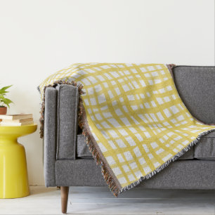 Gingham pattern in yellow throw blanket
