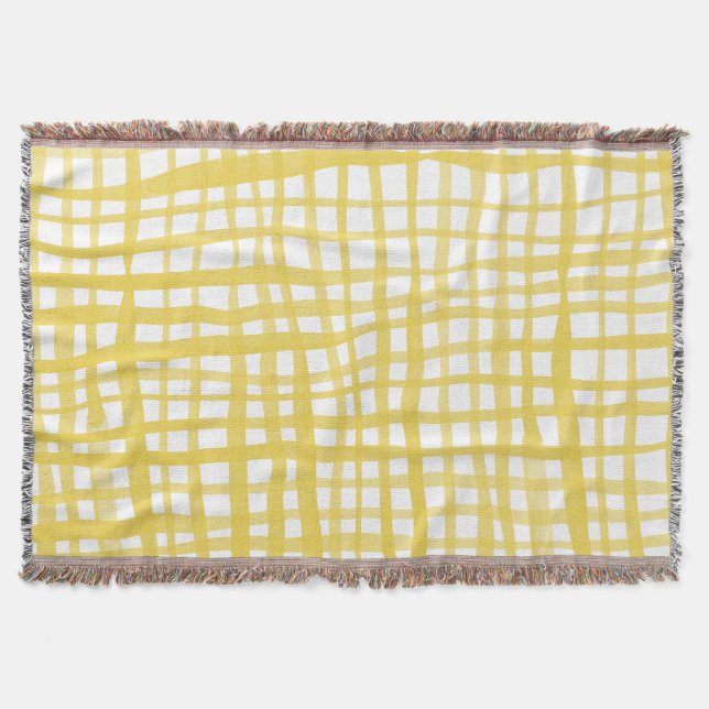 Gingham pattern in yellow throw blanket (Front)