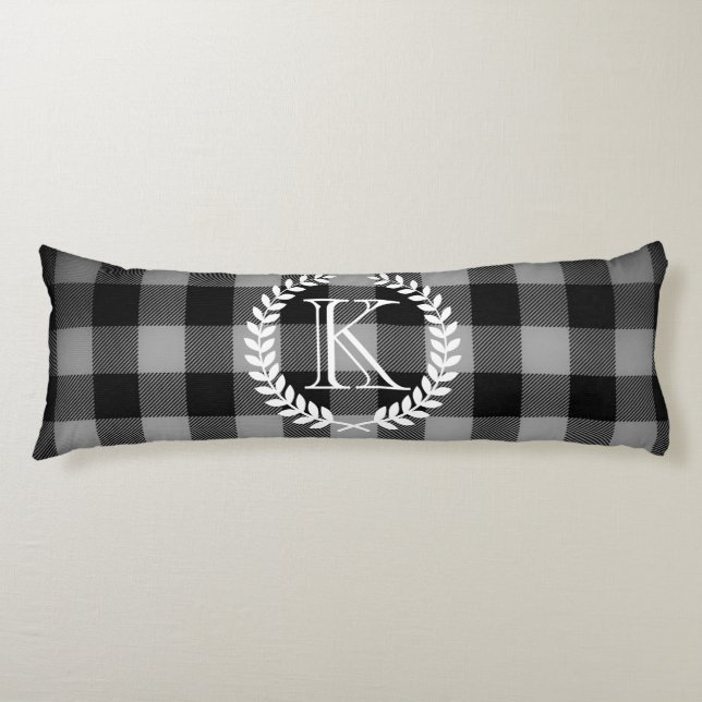 Gingham Pattern Monogram Body Cushion (Front)