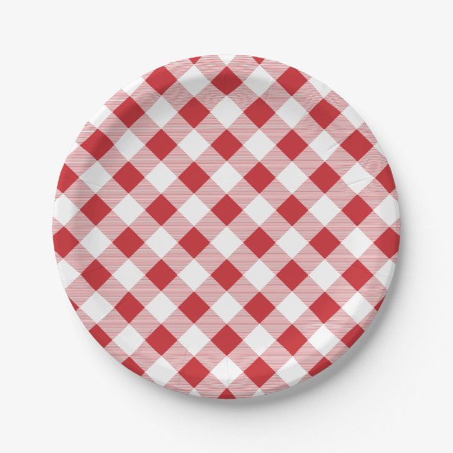 Gingham Pattern, Picnic, BBQ Paper Plate (Front)