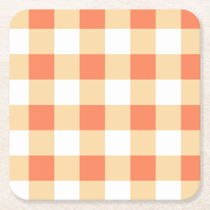 Gingham Pattern Square Paper Coaster