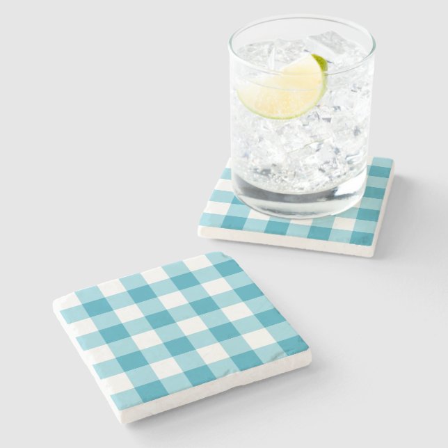 Gingham Pattern  Stone Coaster (Side)
