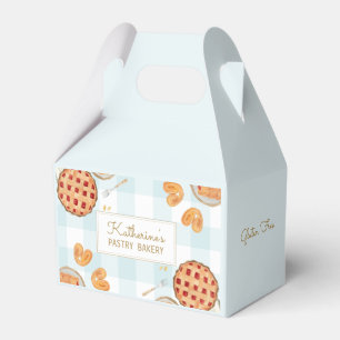 Gingham Pattern Watercolor Pastries Baking Bakery  Favour Box