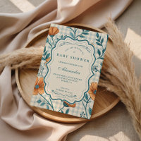Gingham Peach Floral Baby Shower