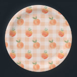Gingham Peach Paper Plates<br><div class="desc">Country Peach Gingham Paper Plates</div>