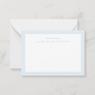 Gingham personalised children's blue card