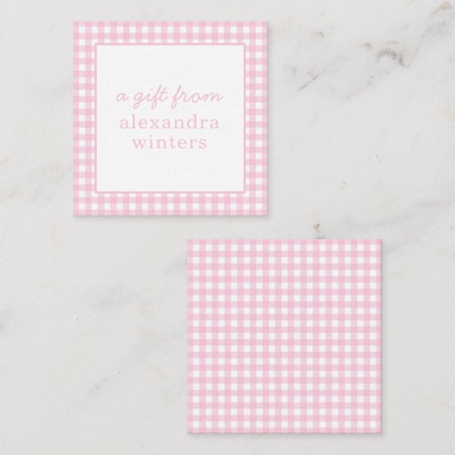 Gingham Personalised Gift Enclosure Cards (Front/Back)