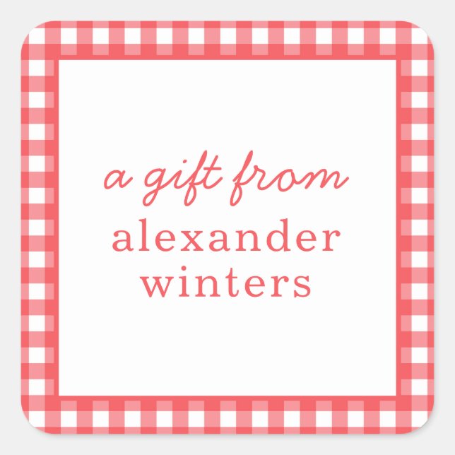 Gingham Personalised Gift Stickers (Front)