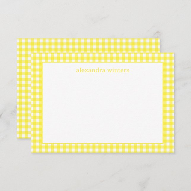 Gingham Personalised Note Cards (Front/Back)