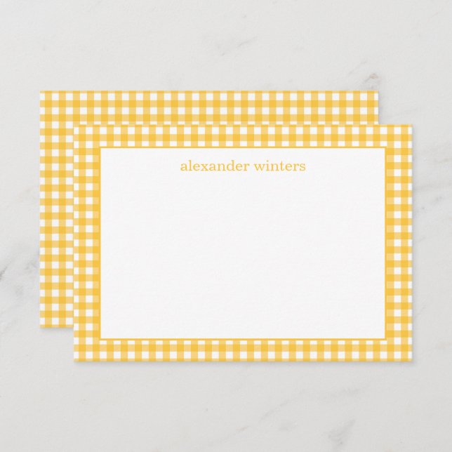 Gingham Personalised Note Cards (Front/Back)