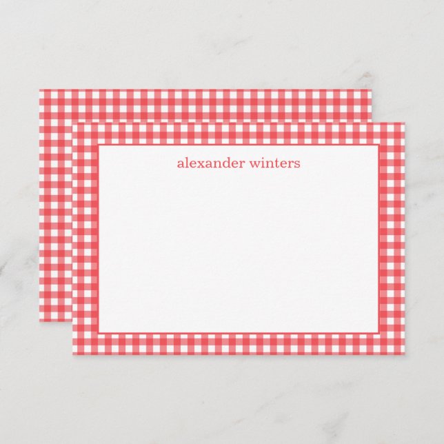 Gingham Personalised Note Cards (Front/Back)