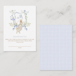 Gingham Peter the Rabbit Baby Shower Diaper Raffle Enclosure Card