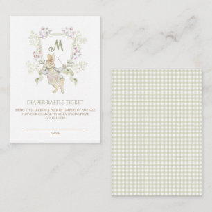 Gingham Peter the Rabbit Baby Shower Diaper Raffle Enclosure Card