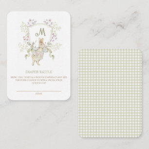 Gingham Peter the Rabbit Baby Shower Diaper Raffle Enclosure Card