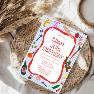 Gingham Picnic Modern Cute CUSTOM BIRTHDAY PARTY Invitation