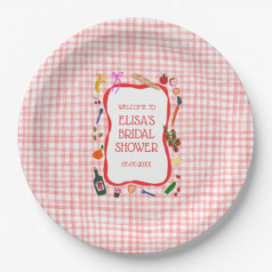 Gingham Picnic Modern Cute CUSTOM Bridal Shower Paper Plate