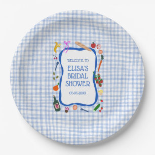 Gingham Picnic Modern Cute CUSTOM Bridal Shower Paper Plate