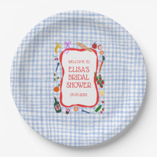 Gingham Picnic Modern Cute CUSTOM Bridal Shower Paper Plate