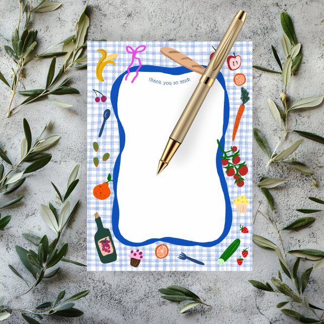 Gingham Picnic Modern Cute CUSTOM Bridal Shower Thank You Card (Gingham Picnic Modern Cute CUSTOM Bridal Shower Thank You Note Card
)