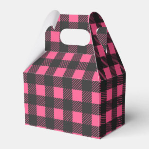 Gingham Pink and Black Buffalo Plaid Wedding Party Favour Box