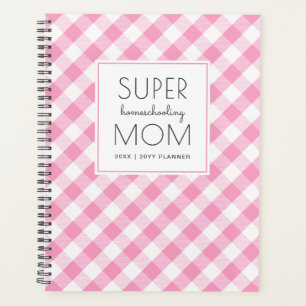Gingham Pink and White Super Homeschool Mum Planner