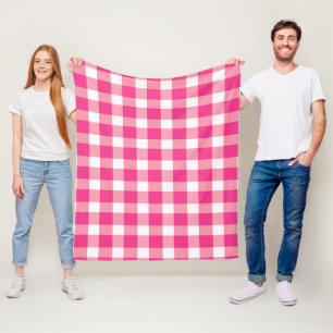 Gingham Pink Design Fleece Blanket