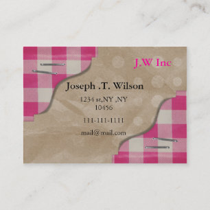 gingham pink retro Business Cards