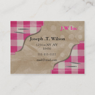 gingham pink retro Business Cards