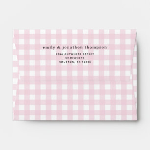 Gingham Pink Return Name Address Envelope