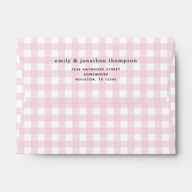 Gingham Pink Return Name Address Envelope (Back (Top Flap))