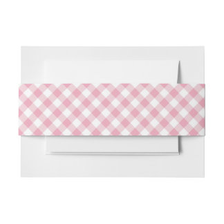 Gingham Pink White Invitation Belly Band