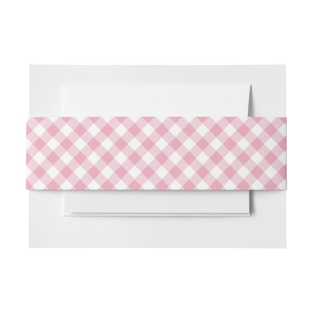 Gingham Pink White  Invitation Belly Band (Front Example)