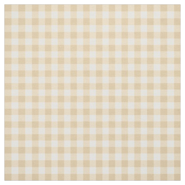 Gingham Plaid Cream Beige Checkered Pattern Fabric (Swatch)