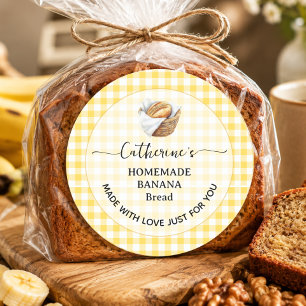 Gingham plaid Homemade bnana bread label