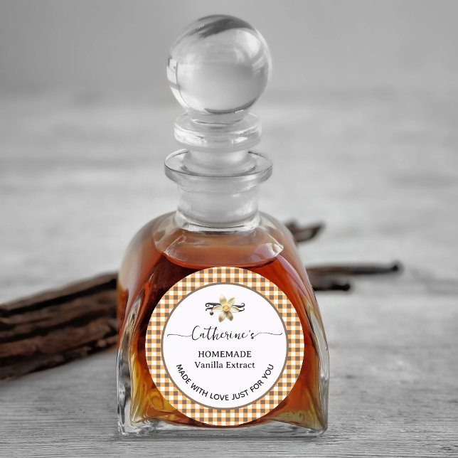 Gingham plaid Homemade vanilla extract label (Creator Uploaded)